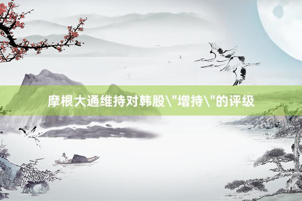 摩根大通维持对韩股＂增持＂的评级