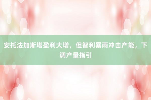安托法加斯塔盈利大增，但智利暴雨冲击产能，下调产量指引