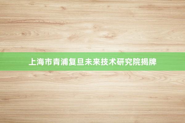 上海市青浦复旦未来技术研究院揭牌