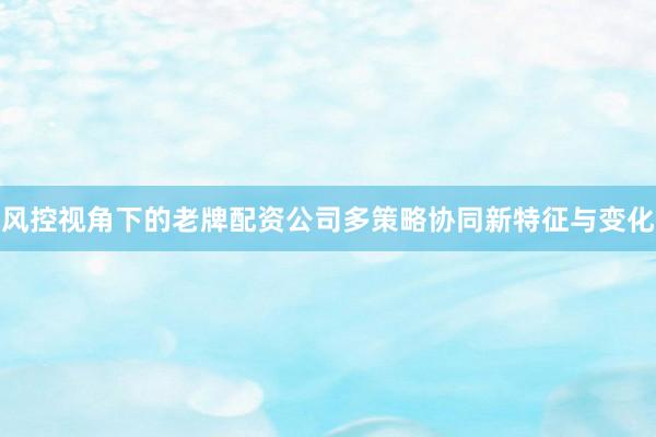 风控视角下的老牌配资公司多策略协同新特征与变化