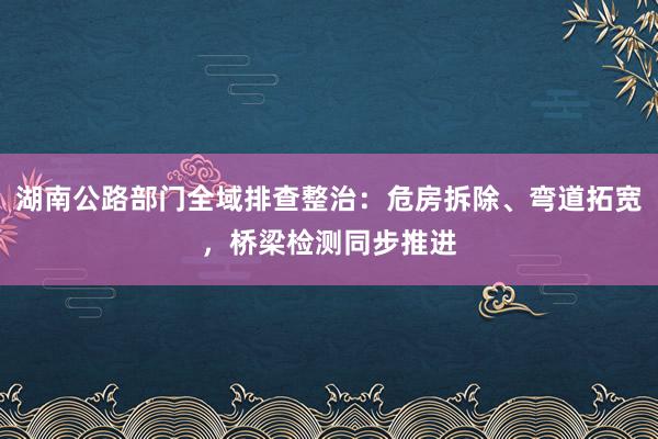 湖南公路部门全域排查整治：危房拆除、弯道拓宽，桥梁检测同步推进