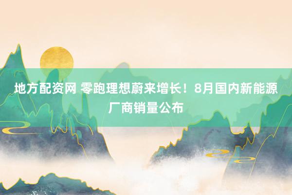 地方配资网 零跑理想蔚来增长！8月国内新能源厂商销量公布