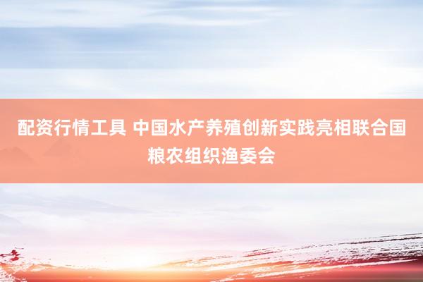 配资行情工具 中国水产养殖创新实践亮相联合国粮农组织渔委会
