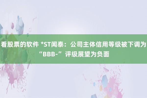 看股票的软件 *ST闻泰：公司主体信用等级被下调为“BBB-” 评级展望为负面