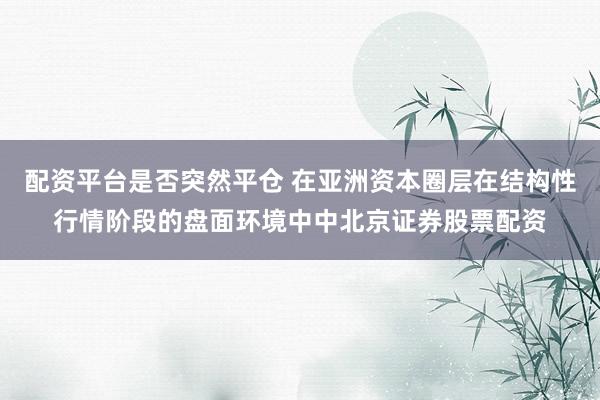 配资平台是否突然平仓 在亚洲资本圈层在结构性行情阶段的盘面环境中中北京证券股票配资