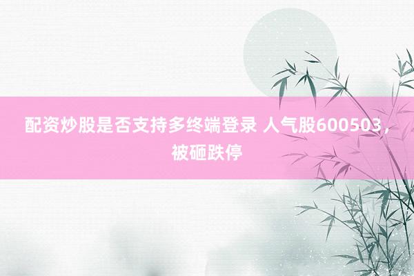 配资炒股是否支持多终端登录 人气股600503，被砸跌停