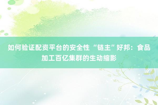 如何验证配资平台的安全性 “链主”好邦：食品加工百亿集群的生动缩影